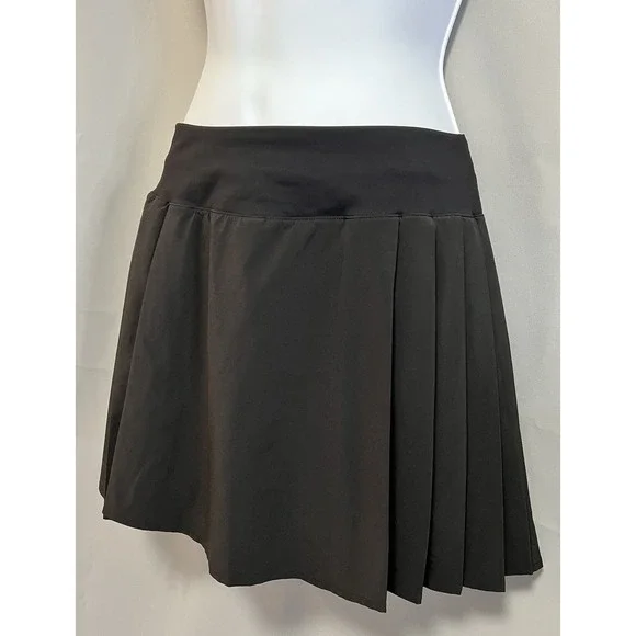 Lululemon Women's Skort Black Pleated‎ Run Tennis Golf Sz 8 Gym Training Pockets